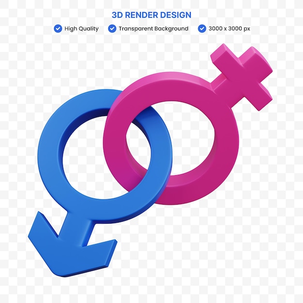 Sinal de renderização 3d feminino e masculino isolado