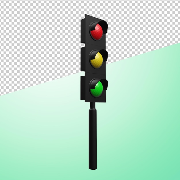 PSD sinal de semáforo em pé renderizado em 3d