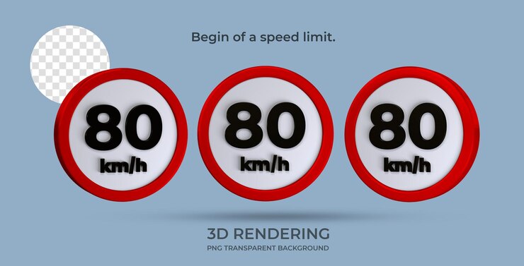 PSD sinal de trânsito início de um fundo transparente de renderização 3d de limite de velocidade