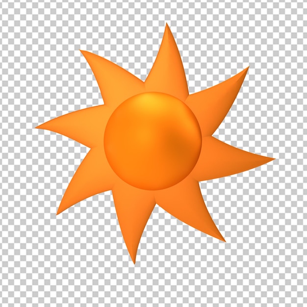 PSD sinal do ícone do logotipo do sol 3d com fundo transparente