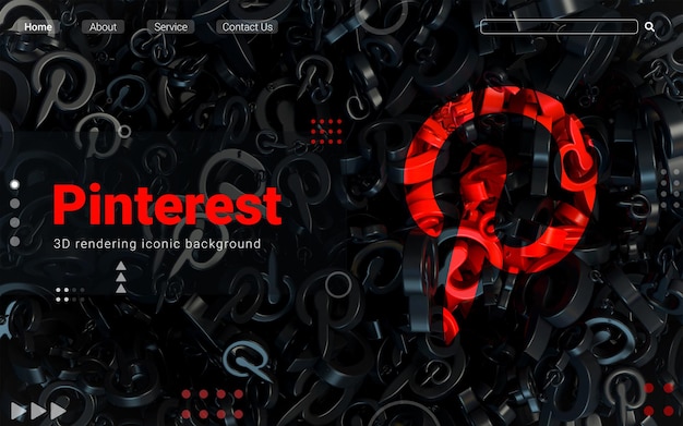 Sinal do pinterest escuro fundo icônico abstrato para banner social e web anúncio renderização em 3d