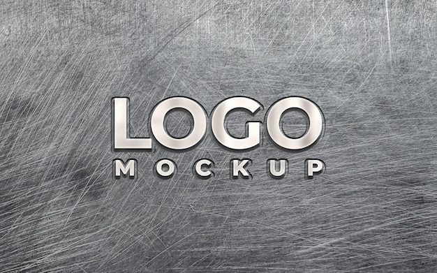 Sinal metálico 3D de maquete do logotipo da empresa na parede de aço