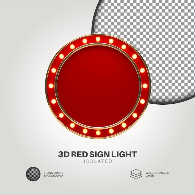 Sinal vermelho 3D com borda luminosa 01