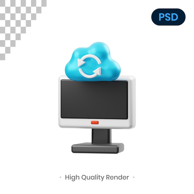 PSD sincronização de dados 3d render ilustração premium psd