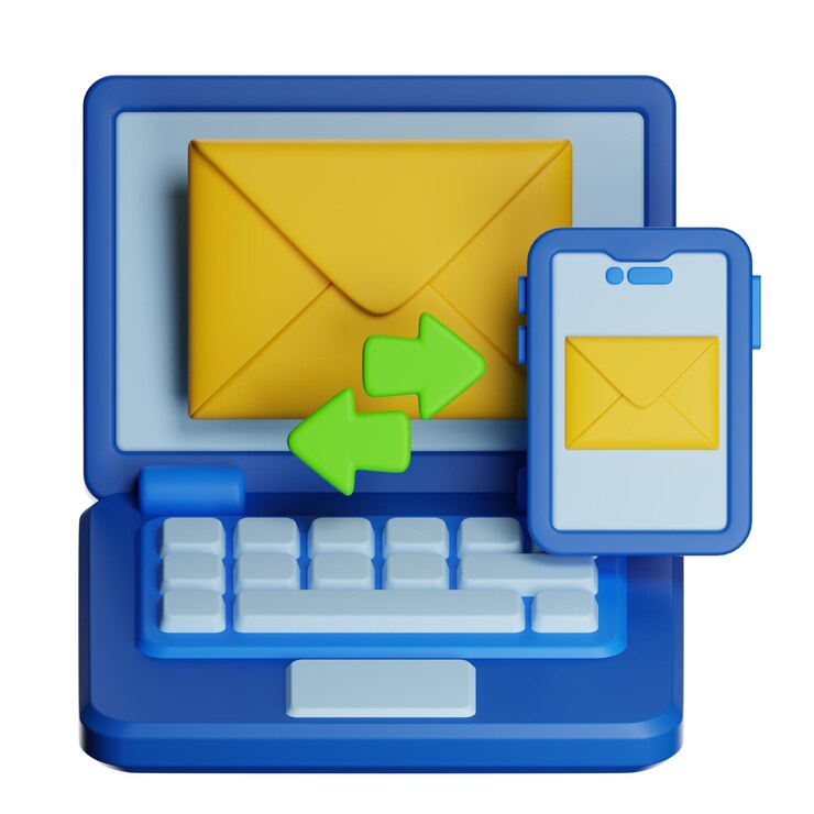PSD sincronización de correos electrónicos en computadora y teléfono inteligente