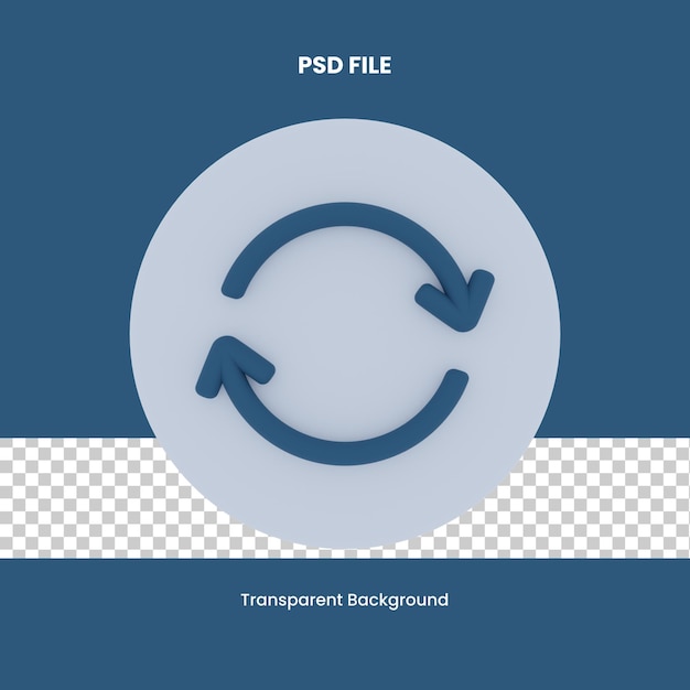 PSD sincronizar a seta ilustração do ícone de renderização 3d seta