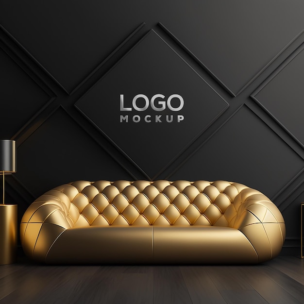 Sing logo mockup schwarz und gold luxus hintergrund mockup rahmen mockup