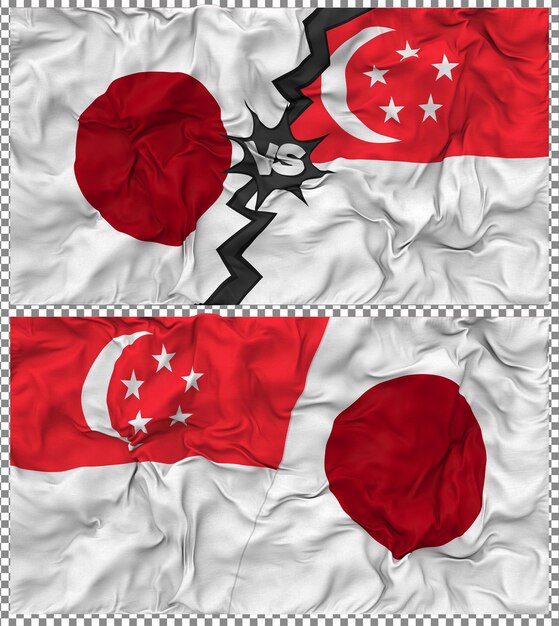 Singapour contre le Japon Half Combined Flag Cloth Bump Texture Rendering 3D
