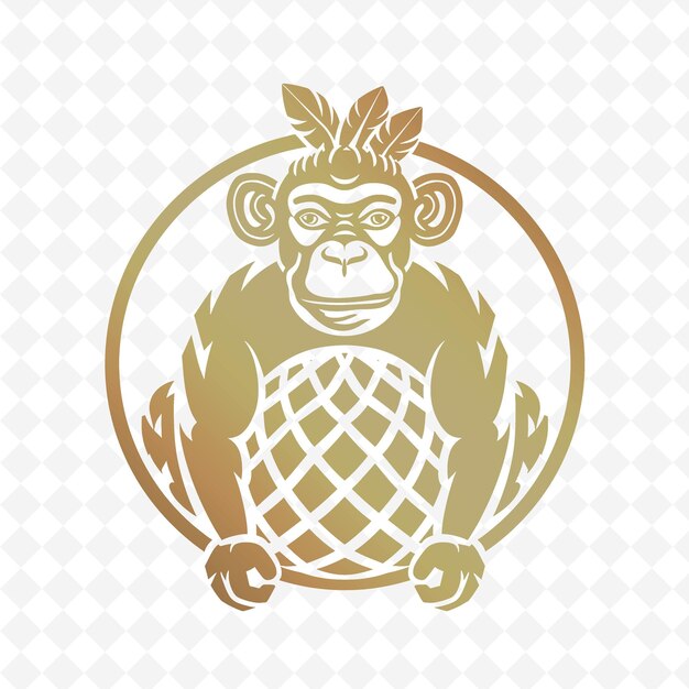 PSD un singe avec un ananas sur le dessus