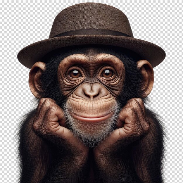 PSD un singe avec un chapeau sur la tête et un chapeaux sur la tête