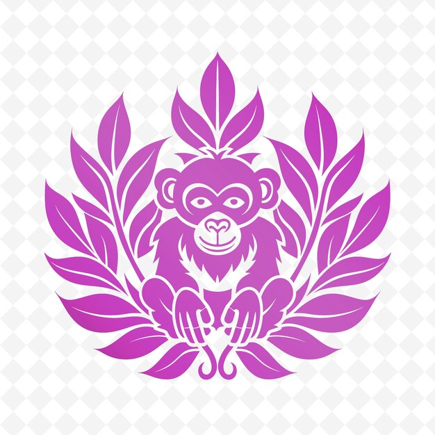 PSD un singe avec une fleur violette sur la tête