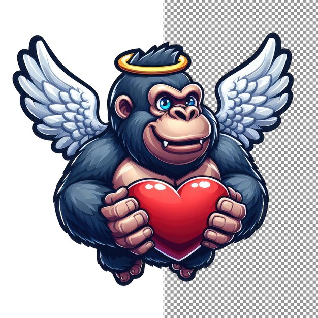 PSD le singe merveilleux ailé avec l'autocollant de l'amour