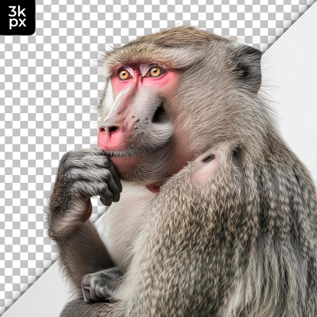 PSD un singe avec un nez rose et un fond noir et blanc avec un noir et blanc xd xd x