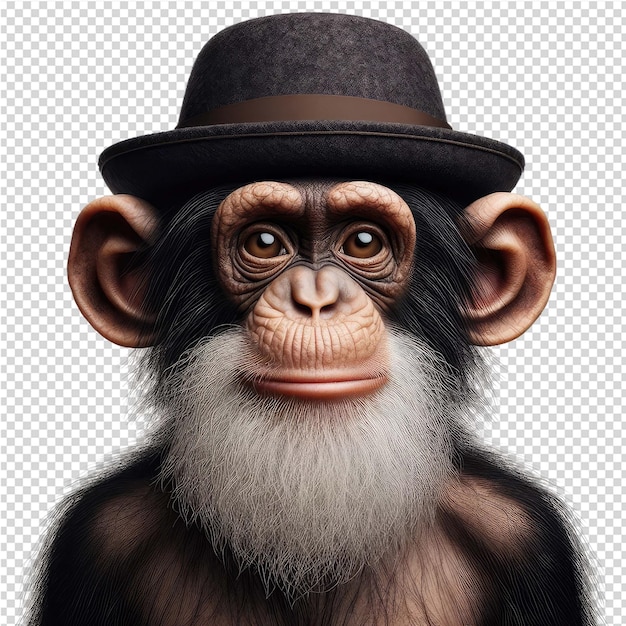 PSD un singe portant un chapeau sur lequel est écrit 