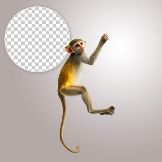 PSD le singe sautant sur un fond transparent