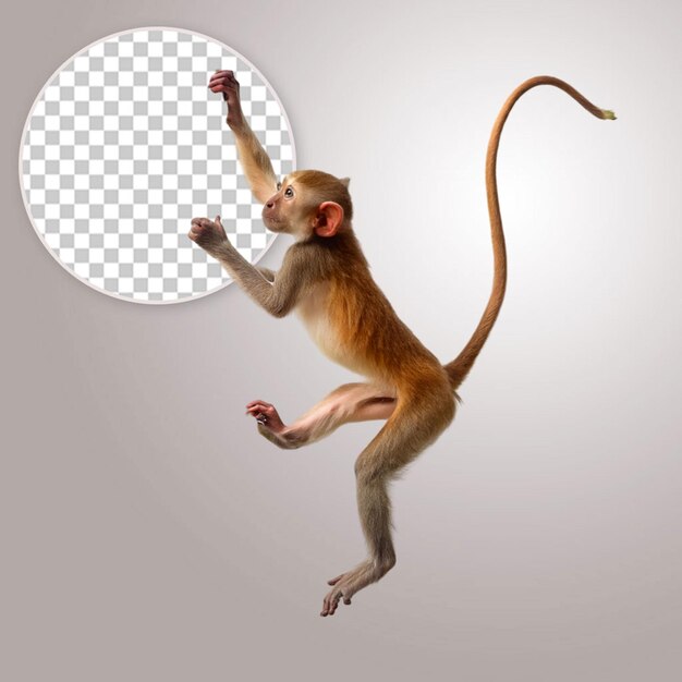 PSD le singe sautant sur un fond transparent
