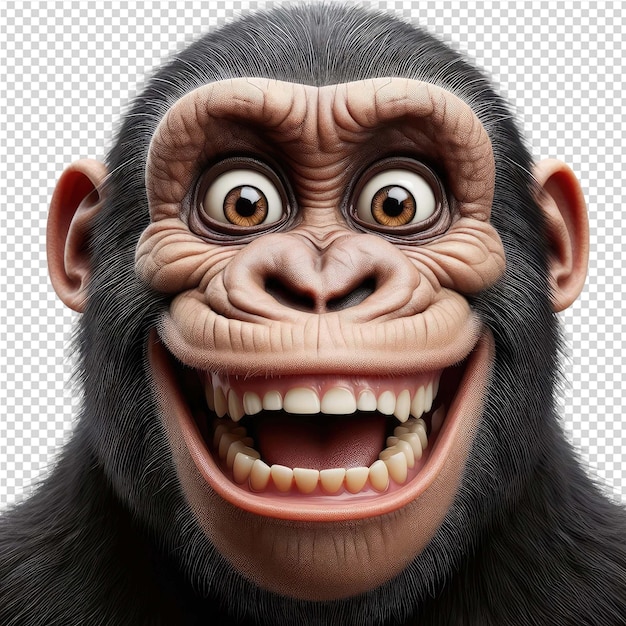 PSD un singe avec un sourire sur le visage est montré