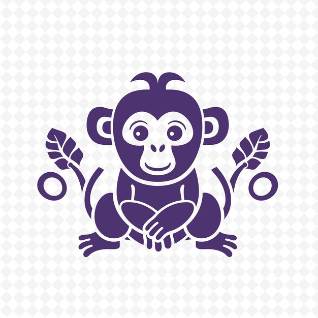 PSD un singe violet avec les mots singe dessus