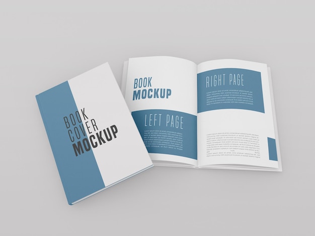 Single hardcover mit open book mockup