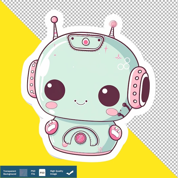 Single kawaii sticker em fundo branco minimal transparent background png psd