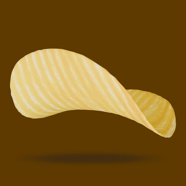 A single perfectly formed potato chip with a ridged texture and a golden color
