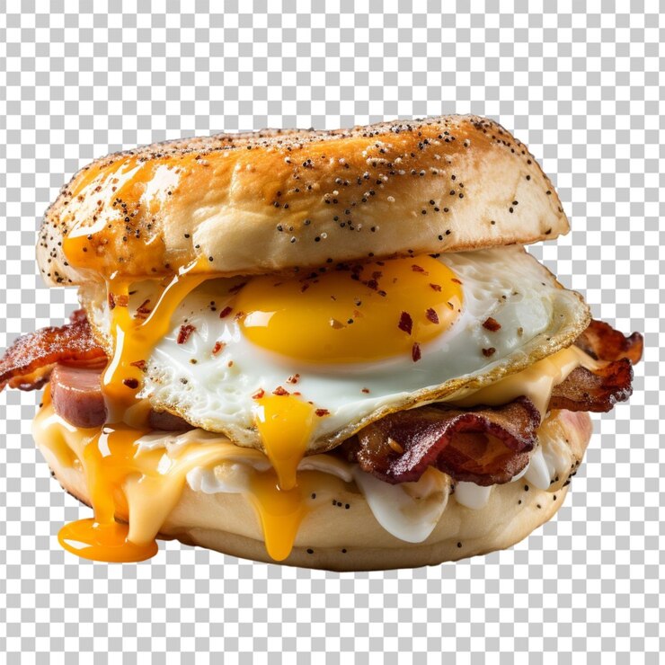 PSD a single photo of a bacon egg and cheese muffin