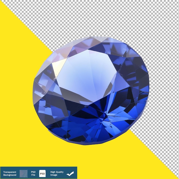 Single Sapphire Faceted Stone su sfondo bianco semplice sfondo trasparente PNG PSD