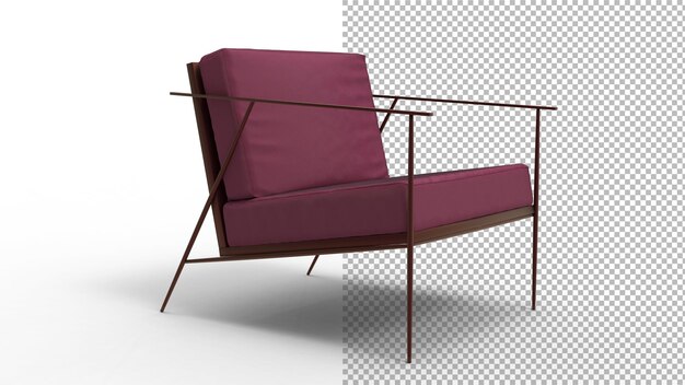 single sofa angle view with shadow 3d render