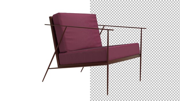 single sofa angle view without shadow 3d render