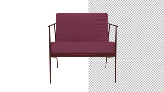 single sofa front view without shadow 3d render