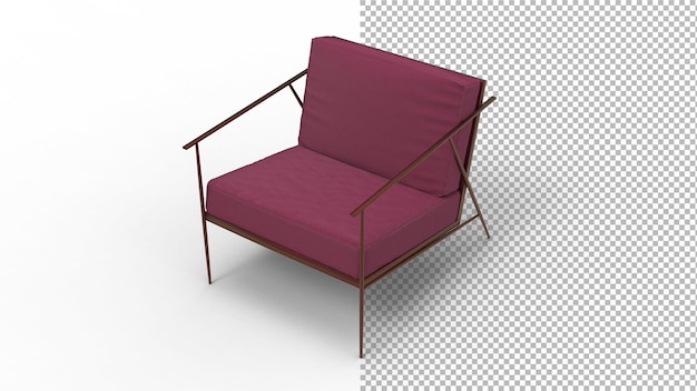 single sofa top view with shadow 3d render