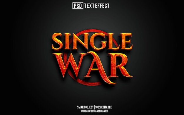 single war text effect font editable typography 3d text