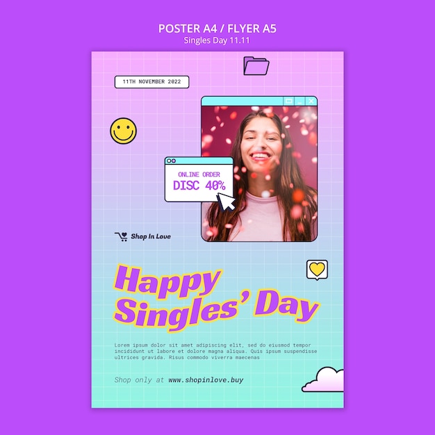 PSD singles day celebration poster vorlage