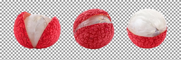 Singolo frutto di litchi fresco isolato su sfondo trasparente
