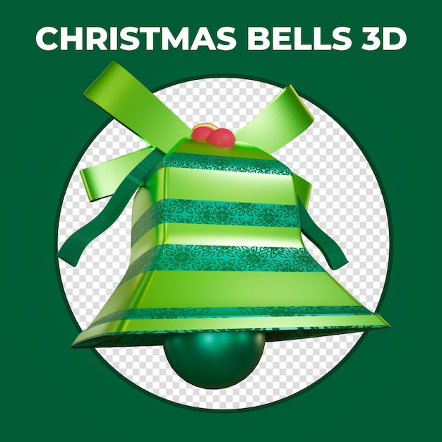 PSD sinos de natal verdes 3d