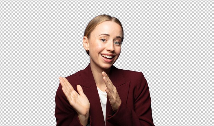 PSD sintiéndose feliz y exitoso sonriendo y aplaudiendo diciendo felicitaciones con un aplauso