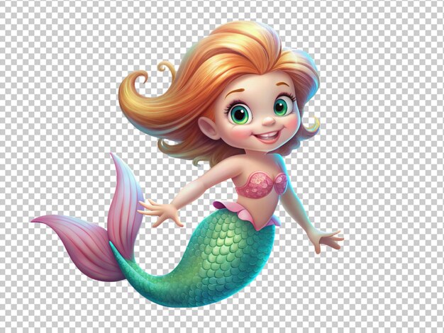 PSD sirena de dibujos animados en 3d