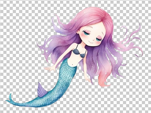 PSD sirena de dibujos animados chica linda