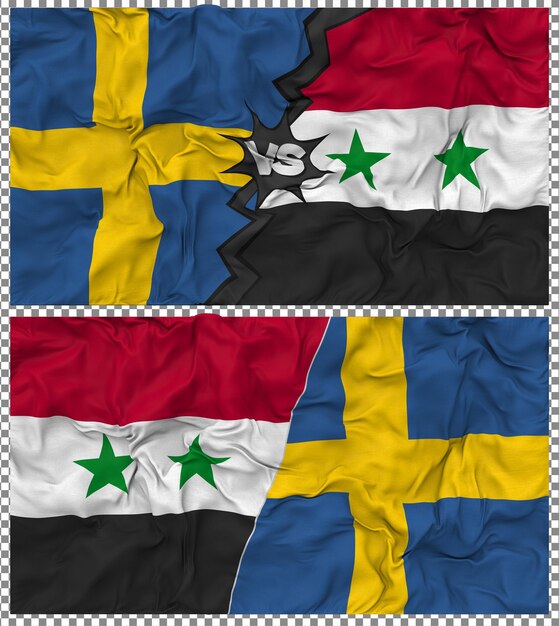 Siria contra Suecia Media bandera combinada con textura en 3D