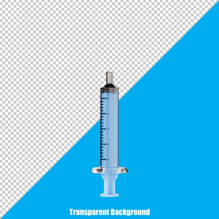 PSD siringa simple en 3d con un aspecto realista sobre un fondo transparente