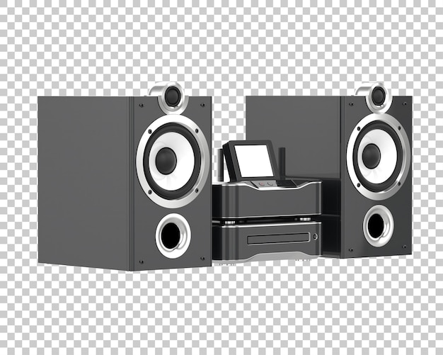 Sistem audio terisolasi pada ilustrasi rendering 3D latar belakang transparan