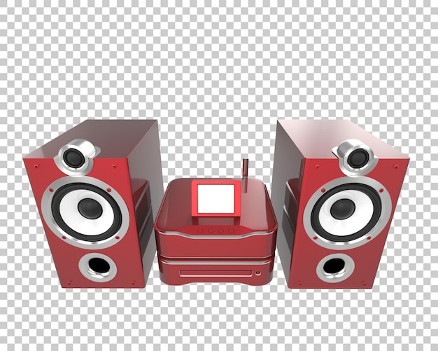Sistem audio terisolasi pada ilustrasi rendering 3D latar belakang transparan