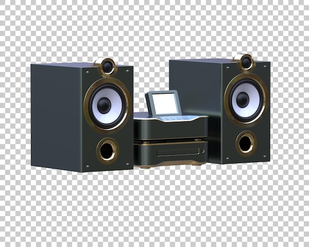 Sistem audio terisolasi pada ilustrasi rendering 3D latar belakang transparan