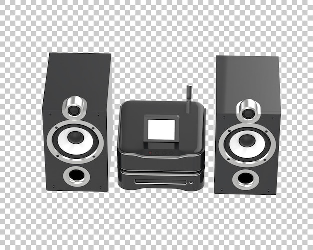Sistem audio terisolasi pada ilustrasi rendering 3D latar belakang transparan