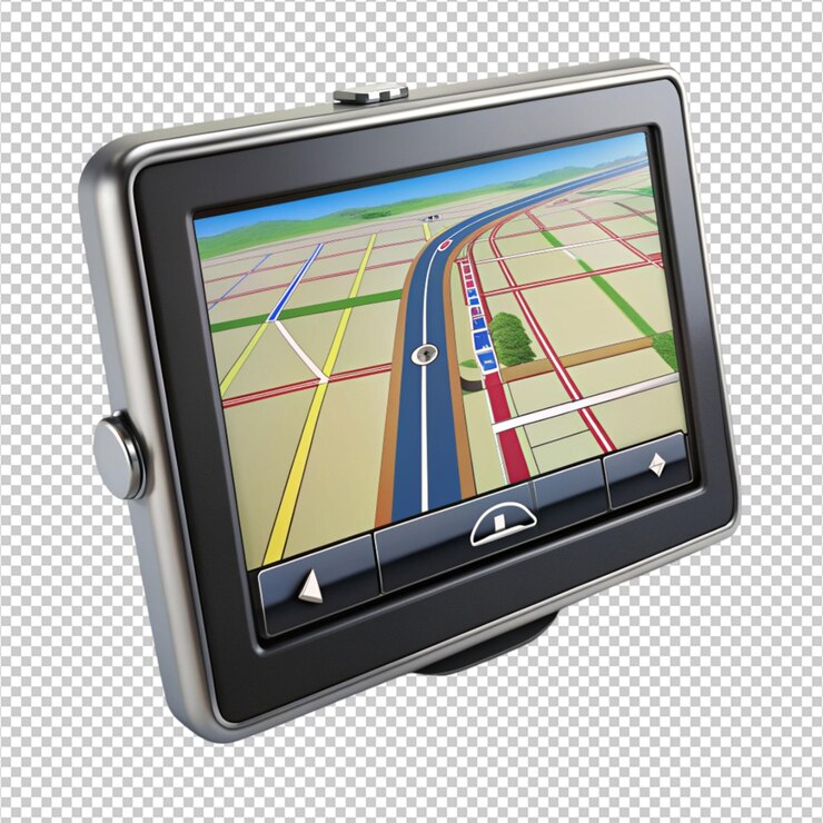 PSD sistema avanzado de gps de automóviles aislado en un fondo transparente