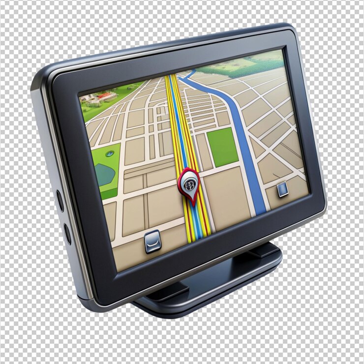 PSD sistema avanzado de gps de automóviles aislado en un fondo transparente