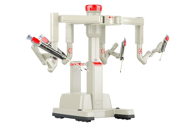 Sistema chirurgico robotico chirurgia robotica rendering 3D isolato su sfondo trasparente