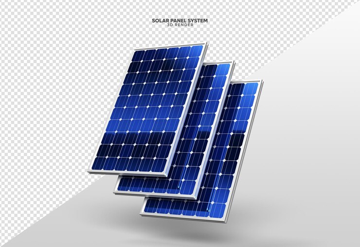 Sistema di pannelli solari Rendering 3D realistico isolato per la composizione