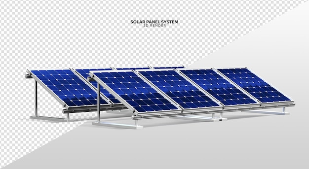 Sistema di pannelli solari Rendering 3D realistico isolato per la composizione