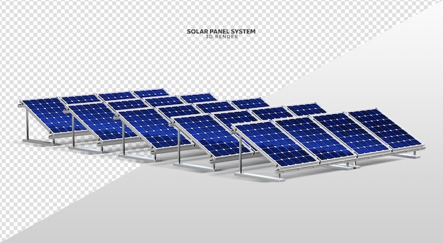 Sistema di pannelli solari Rendering 3D realistico isolato per la composizione